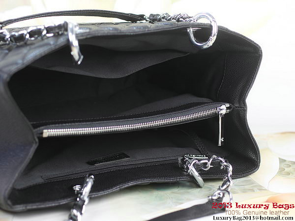 Chanel A50995 Black Original Cannage Leather Shoulder Bag Silver Chanel A50995 Black Original Cannage Leather Shoulder Bag Silver