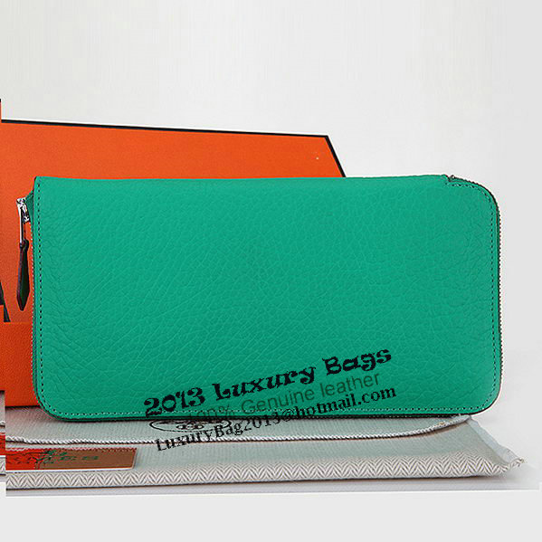 Hermes Zipper Wallet Original Leather A309 Green Hermes Zipper Wallet Original Leather A309 Green