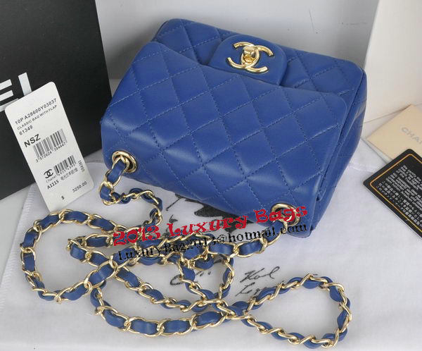 Chanel mini Classic Flap Bag Blue Original Sheekskin CHA1115 Gold Chanel mini Classic Flap Bag Blue Original Sheekskin CHA1115 Gold