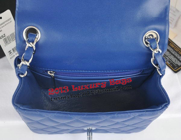 Chanel mini Classic Flap Bag Blue Original Sheekskin CHA1115 Silver Chanel mini Classic Flap Bag Blue Original Sheekskin CHA1115 Silver