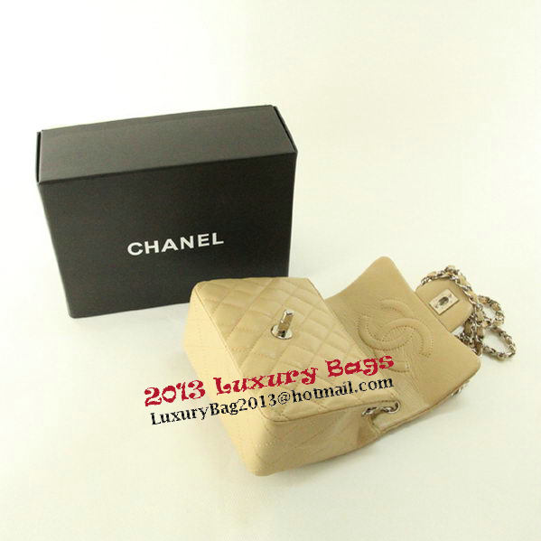 Chanel mini Classic Flap Bag Apricot Leather 1115 Silver Chain Chanel mini Classic Flap Bag Apricot Leather 1115 Silver Chain