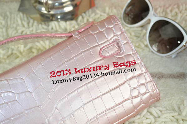 Hermes Kelly Clutch Bag Croco Leather K31 Light Pink Hermes Kelly Clutch Bag Croco Leather K31 Light Pink
