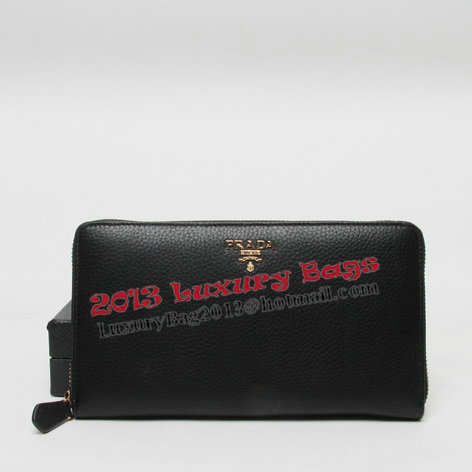 Prada Grainy Leather Wallets 1M1188 Black Prada Grainy Leather Wallets 1M1188 Black
