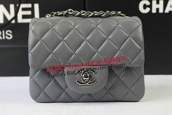 Chanel Classic MINI Flap Bag Grey Original Sheep Leather CF1115 Silver Chanel Classic MINI Flap Bag Grey Original Sheep Leather CF1115 Silver