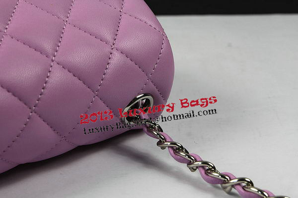 Chanel Classic MINI Flap Bag Purple Original Sheep Leather CF1115 Silver Chanel Classic MINI Flap Bag Purple Original Sheep Leather CF1115 Silver