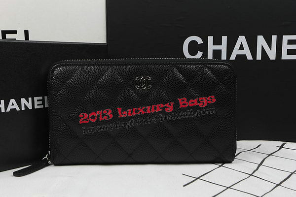 Chanel Matelasse Zip Around Wallet Black Cannage Pattern A50097 Silver Chanel Matelasse Zip Around Wallet Black Cannage Pattern A50097 Silver