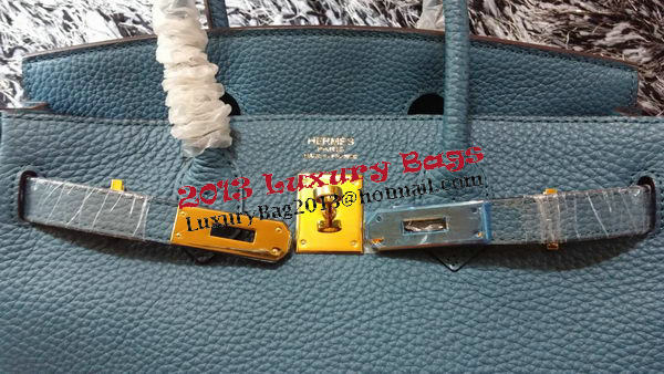 Hermes Birkin 30CM Tote Bags Litchi Leather H30LI Blue Hermes Birkin 30CM Tote Bags Litchi Leather H30LI Blue