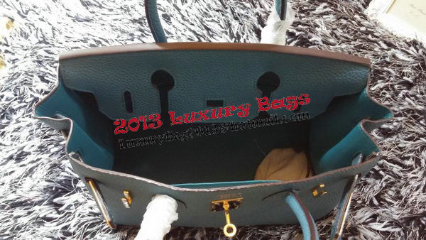 Hermes Birkin 30CM Tote Bags Litchi Leather H30LI Blue Hermes Birkin 30CM Tote Bags Litchi Leather H30LI Blue