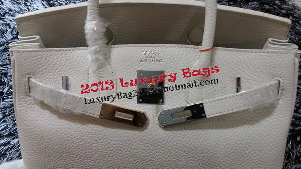Hermes Birkin 30CM Tote Bags Litchi Leather H30LI White Hermes Birkin 30CM Tote Bags Litchi Leather H30LI White