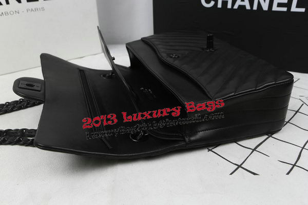 Chanel 2.55 Series Flap Bag Sheepskin Leather Chevron Quilting A1112 Black Chanel 2.55 Series Flap Bag Sheepskin Leather Chevron Quilting A1112 Black
