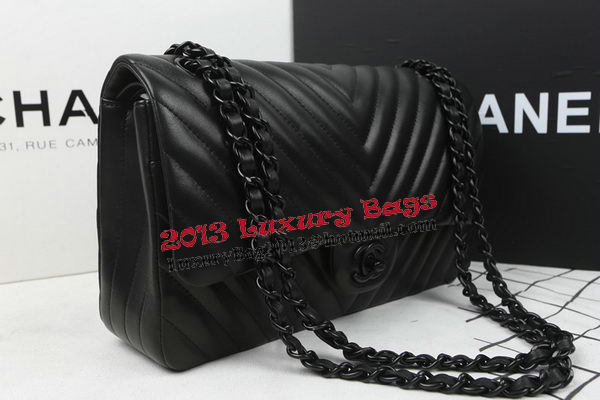 Chanel 2.55 Series Flap Bag Sheepskin Leather Chevron Quilting A1112 Black Chanel 2.55 Series Flap Bag Sheepskin Leather Chevron Quilting A1112 Black