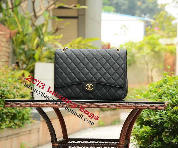 Chanel Maxi Quilted Classic Flap Bag Black Cannage Patterns A58601 Gold Chanel Maxi Quilted Classic Flap Bag Black Cannage Patterns A58601 Gold