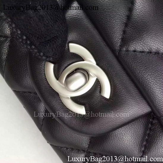 Chanel Classic mini Flap Bag Black Sheepskin Leather A67350 Silver Chanel Classic mini Flap Bag Black Sheepskin Leather A67350 Silver