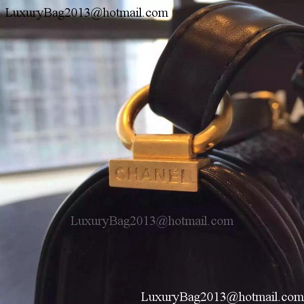 Chanel Boy Flap Shoulder Bag Black Python Leather A66095 Gold Chanel Boy Flap Shoulder Bag Black Python Leather A66095 Gold