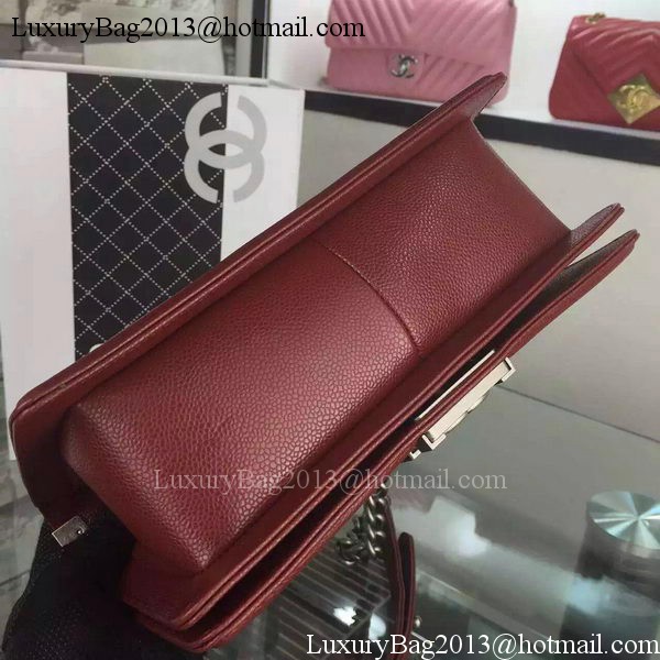 Chanel Boy Flap Shoulder Bag Burgundy Original Calfskin Leather A8708 Silver Chanel Boy Flap Shoulder Bag Burgundy Original Calfskin Leather A8708 Silver