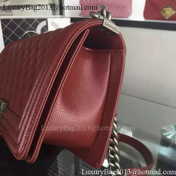 Chanel Boy Flap Shoulder Bag Burgundy Original Calfskin Leather A8708 Silver Chanel Boy Flap Shoulder Bag Burgundy Original Calfskin Leather A8708 Silver