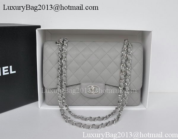 Chanel Jumbo Double Flaps Bag Grey Cannage Pattern A36097 Silver Chanel Jumbo Double Flaps Bag Grey Cannage Pattern A36097 Silver