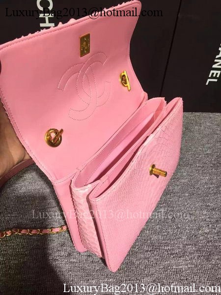 Chanel Classic Top Flap Bag Original Snake Leather A90095 Pink Chanel Classic Top Flap Bag Original Snake Leather A90095 Pink