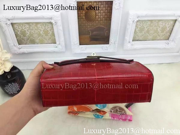 Hermes MINI Kelly 22cm Tote Bag Croco Leather KL22 Burgundy Hermes MINI Kelly 22cm Tote Bag Croco Leather KL22 Burgundy