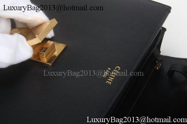 Celine Classic Box Flap Bag Calfskin Leather C3369 Black Celine Classic Box Flap Bag Calfskin Leather C3369 Black