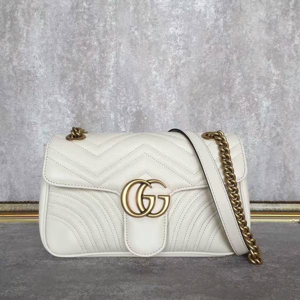 Gucci GG Marmont Sheenskin Shoulder Bag 443497A While Gucci GG Marmont Sheenskin Shoulder Bag 443497A While
