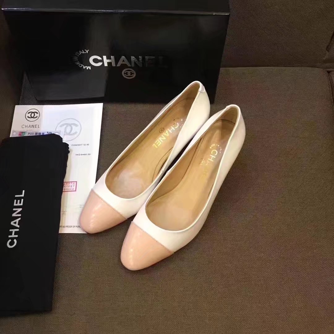 Chanel Pump Leather CH2146 White Chanel Pump Leather CH2146 White