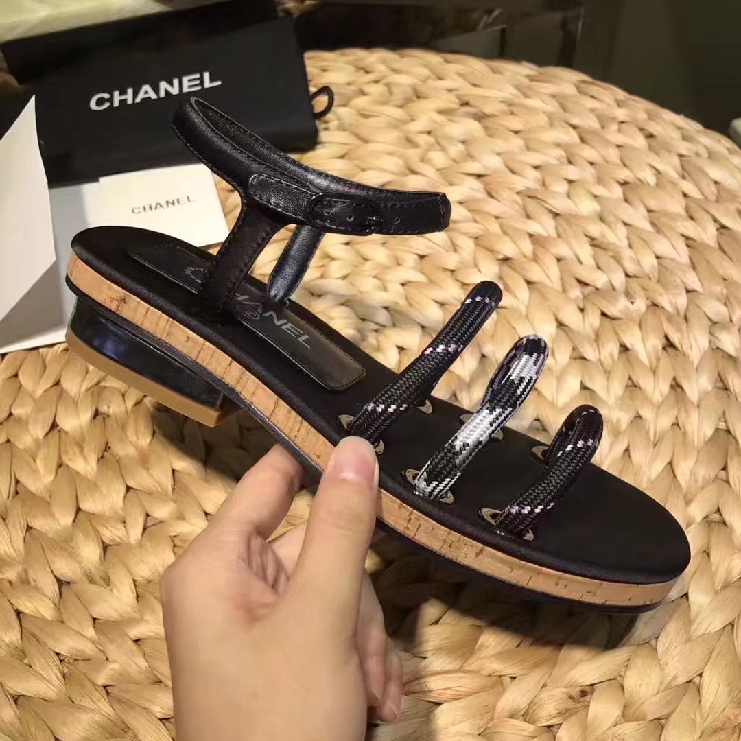 Chanel Sandal Leather CH2143 Black Chanel Sandal Leather CH2143 Black