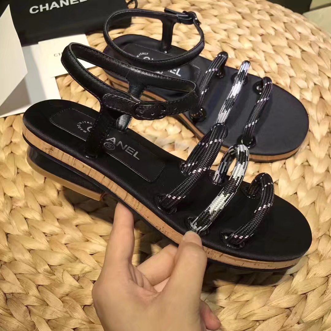 Chanel Sandal Leather CH2143 Black Chanel Sandal Leather CH2143 Black