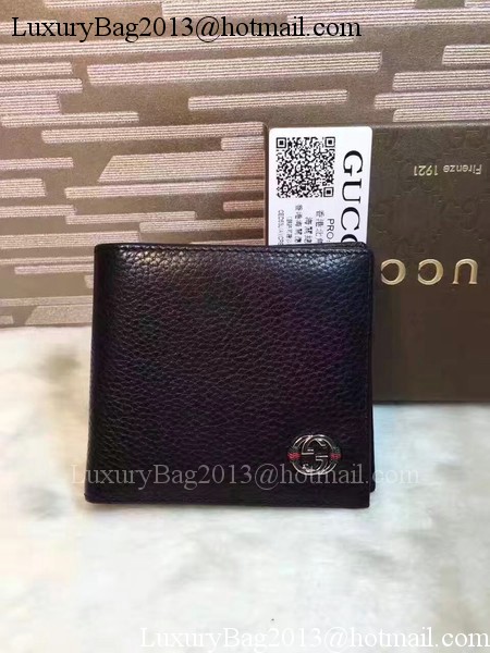 Gucci Calfskin Leather Bi-fold Wallet 308795 Black Gucci Calfskin Leather Bi-fold Wallet 308795 Black