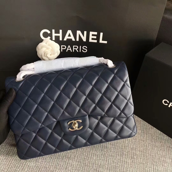 Chanel Flap Shoulder Bags Dark Blue Original Lambskin Leather CF1113 Silver Chanel Flap Shoulder Bags Dark Blue Original Lambskin Leather CF1113 Silver