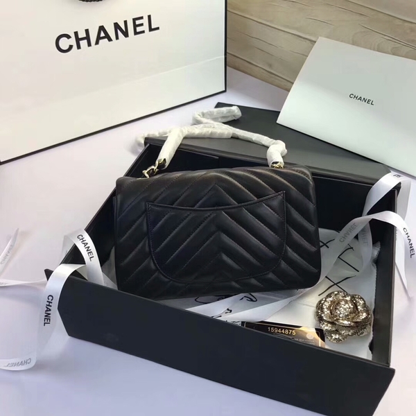 Chanel Classic Flap Bags Black Original Sheepskin Leather 1116 Gold Chanel Classic Flap Bags Black Original Sheepskin Leather 1116 Gold