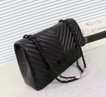 Chanel Maxi Classic Flap Bag Chevron Sheepskin Leather A58601 Black Chanel Maxi Classic Flap Bag Chevron Sheepskin Leather A58601 Black