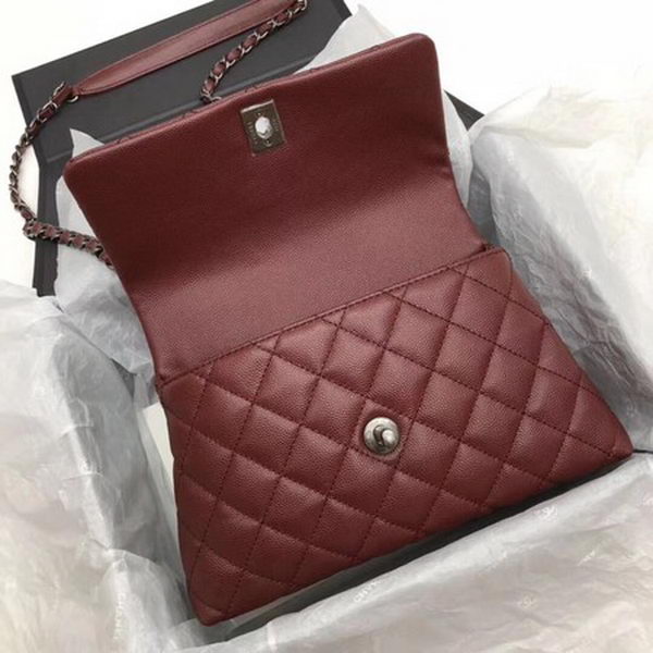 Chanel Classic Top Handle Bag Wine Cannage Pattern A92290 Silver Chanel Classic Top Handle Bag Wine Cannage Pattern A92290 Silver