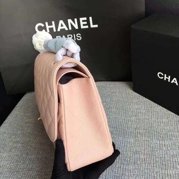 Chanel Flap Shoulder Bags Pink Original Calfskin Leather CF1113 Gold Chanel Flap Shoulder Bags Pink Original Calfskin Leather CF1113 Gold