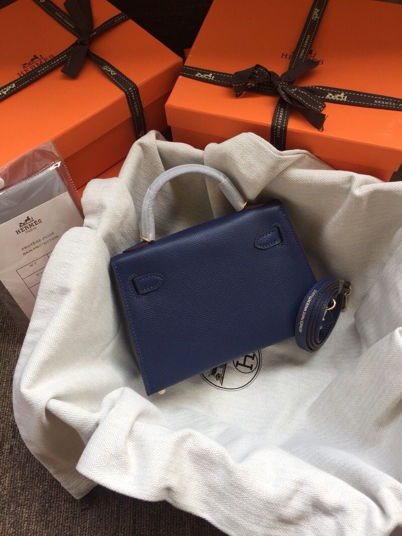 Hermes Kelly 20cm Tote Bag Original Epsom Leather KL20 Blue Hermes Kelly 20cm Tote Bag Original Epsom Leather KL20 Blue