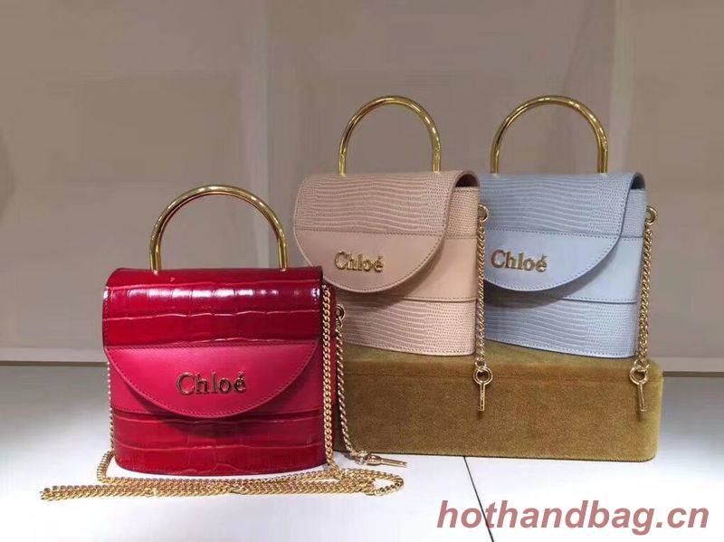 Chloe Small Aby Lock Chain Bag in Embossed Lizard Effect on Calfskin & Goatskin 3S035 Apricot Chloe Small Aby Lock Chain Bag in Embossed Lizard Effect on Calfskin & Goatskin 3S035 Apricot