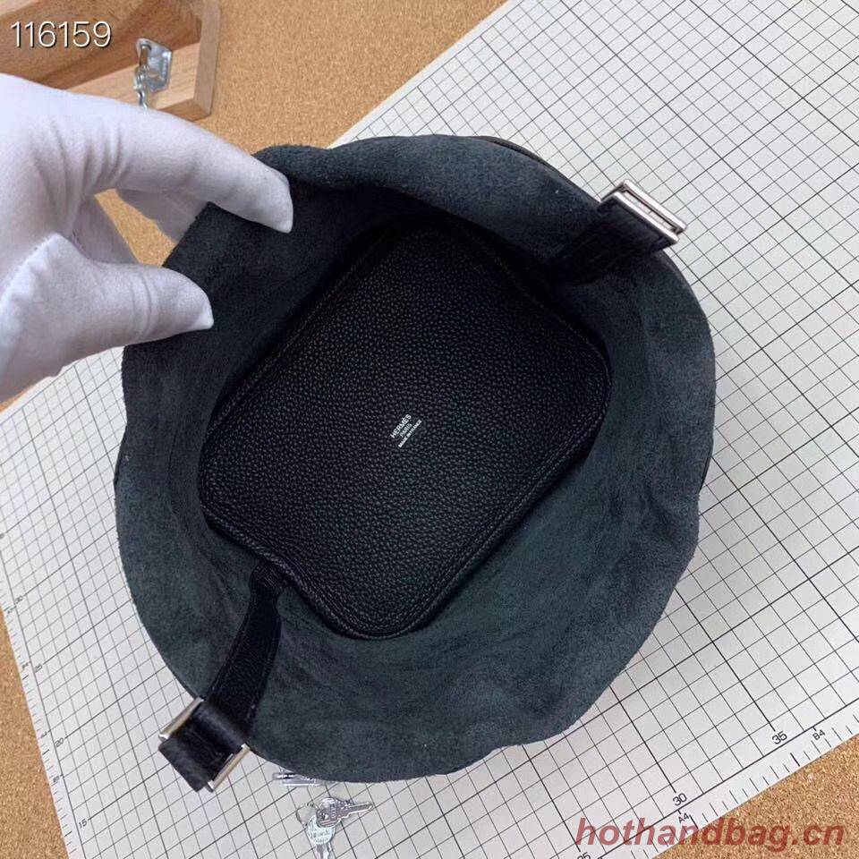 Hermes Picotin Lock 22cm Bags Original Litchi Leather HPL1048 Black Hermes Picotin Lock 22cm Bags Original Litchi Leather HPL1048 Black