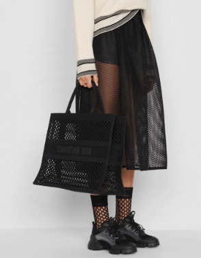 DIOR BOOK TOTE Black Mesh Embroidery M1286Z DIOR BOOK TOTE Black Mesh Embroidery M1286Z