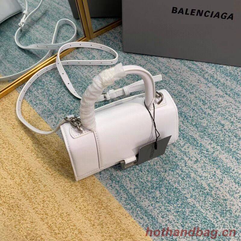 Balenciaga Hourglass XS Top Handle Bag shiny box calfskin 28331 white Balenciaga Hourglass XS Top Handle Bag shiny box calfskin 28331 white
