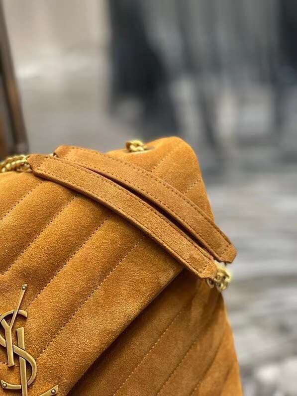 Yves Saint Laurent LOULOU large BAG IN Y-QUILTED SUEDE Y787216 CINNAMON Yves Saint Laurent LOULOU large BAG IN Y-QUILTED SUEDE Y787216 CINNAMON