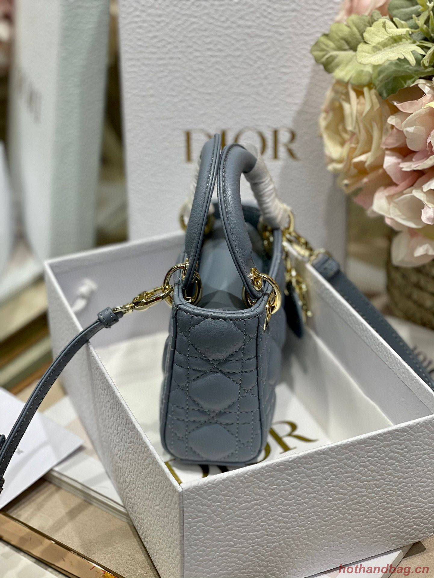 MICRO DIORAMOUR LADY DIOR BAG S08568 Gray & Gold-Tone Metal MICRO DIORAMOUR LADY DIOR BAG S08568 Gray & Gold-Tone Metal