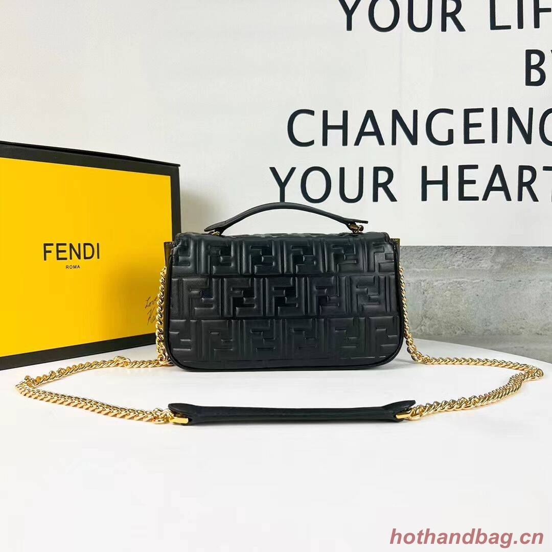 Fendi Baguette nappa leather bag F0881 Black Fendi Baguette nappa leather bag F0881 Black