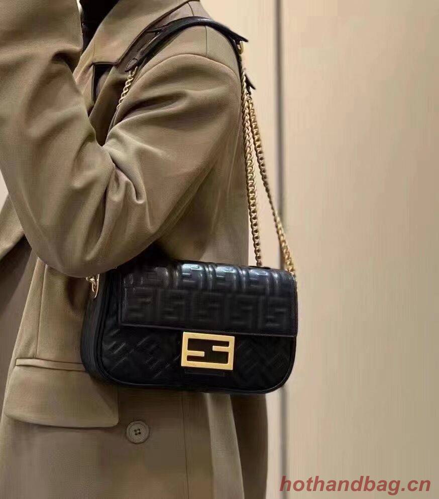 Fendi Baguette nappa leather bag F0881 Black Fendi Baguette nappa leather bag F0881 Black