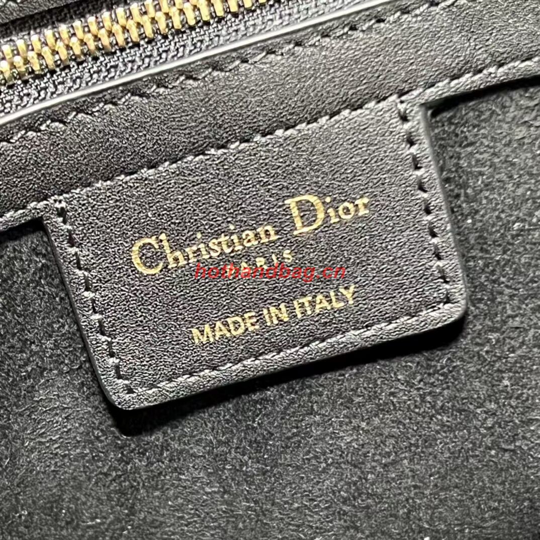 LADY DIOR TOP HANDLE MEDIUM BAG Cannage Lambskin C9226 BLACK&GOLD LADY DIOR TOP HANDLE MEDIUM BAG Cannage Lambskin C9226 BLACK&GOLD