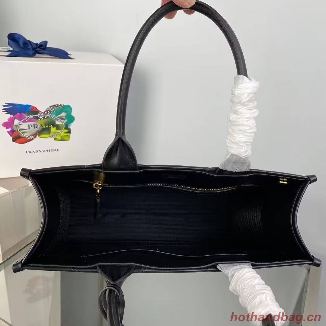 Medium leather Prada Symbole bag with topstitching 1BA378 black Medium leather Prada Symbole bag with topstitching 1BA378 black