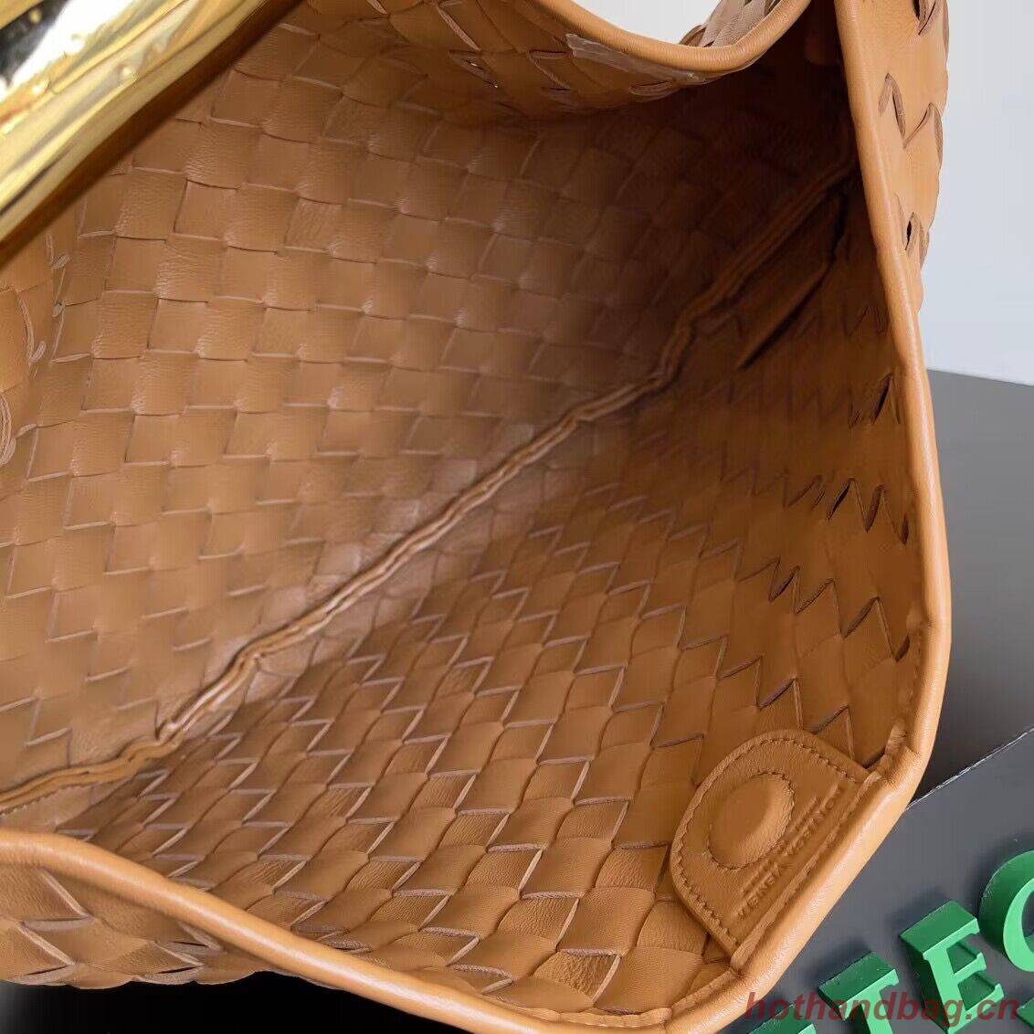 Bottega Veneta Sardine Intrecciato Gold Hardware Handle Bag 716082 Brown Bottega Veneta Sardine Intrecciato Gold Hardware Handle Bag 716082 Brown