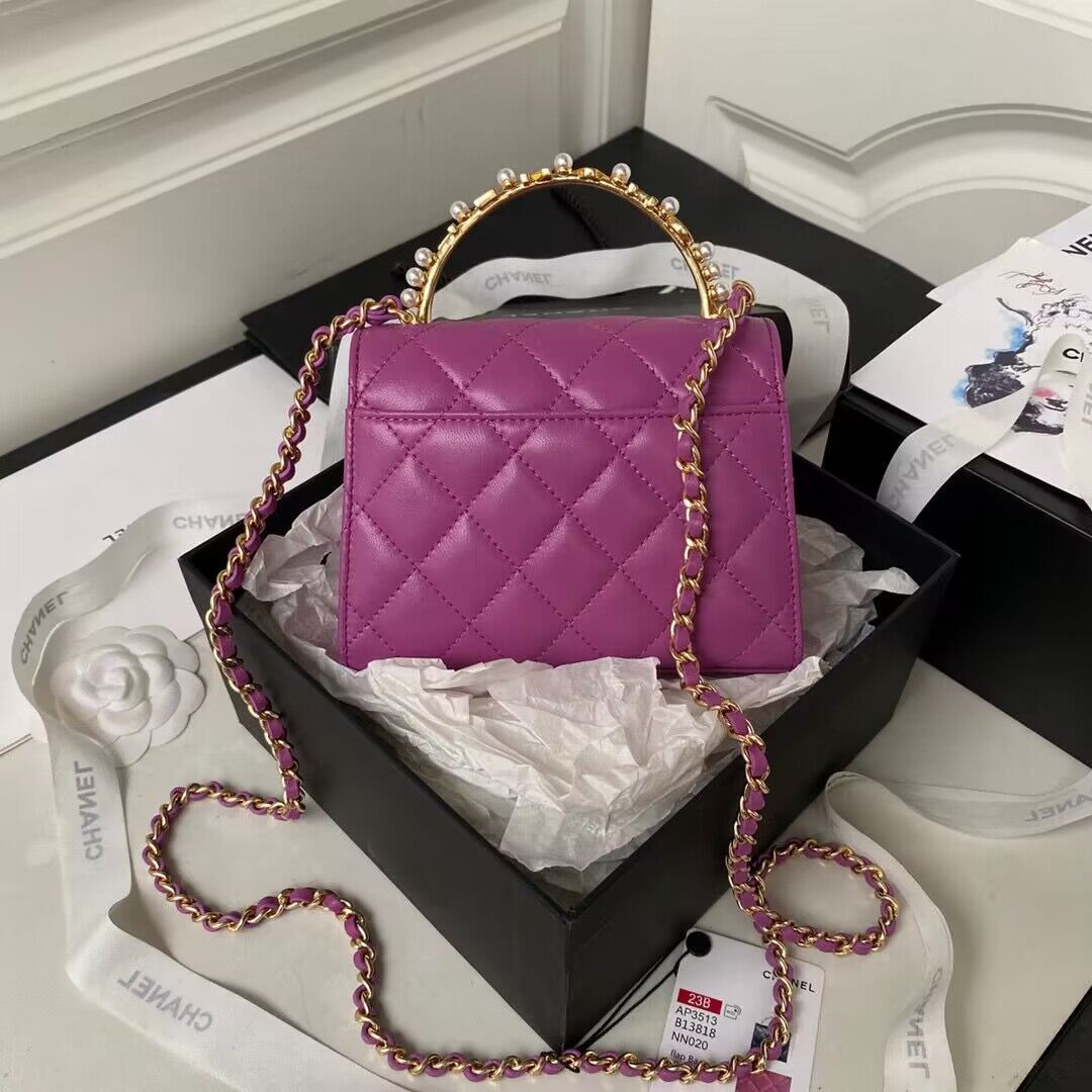 CHANEL 22B Kelly Pearl Top Handle Bag AP3513 Purple CHANEL 22B Kelly Pearl Top Handle Bag AP3513 Purple