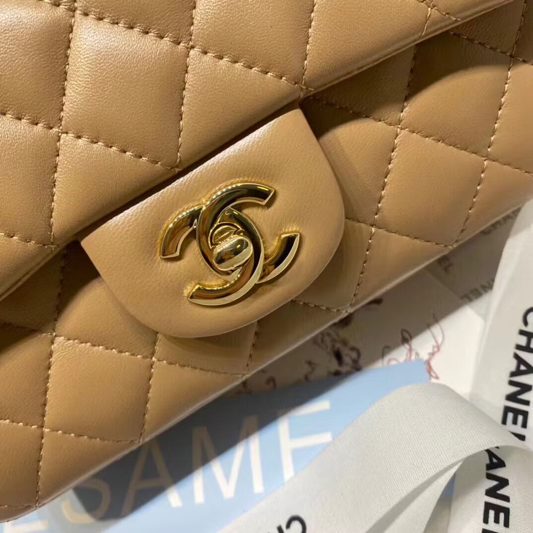 Chanel CF Top Handle mini flap bag Sheepskin Leather AS2431 Brown Chanel CF Top Handle mini flap bag Sheepskin Leather AS2431 Brown