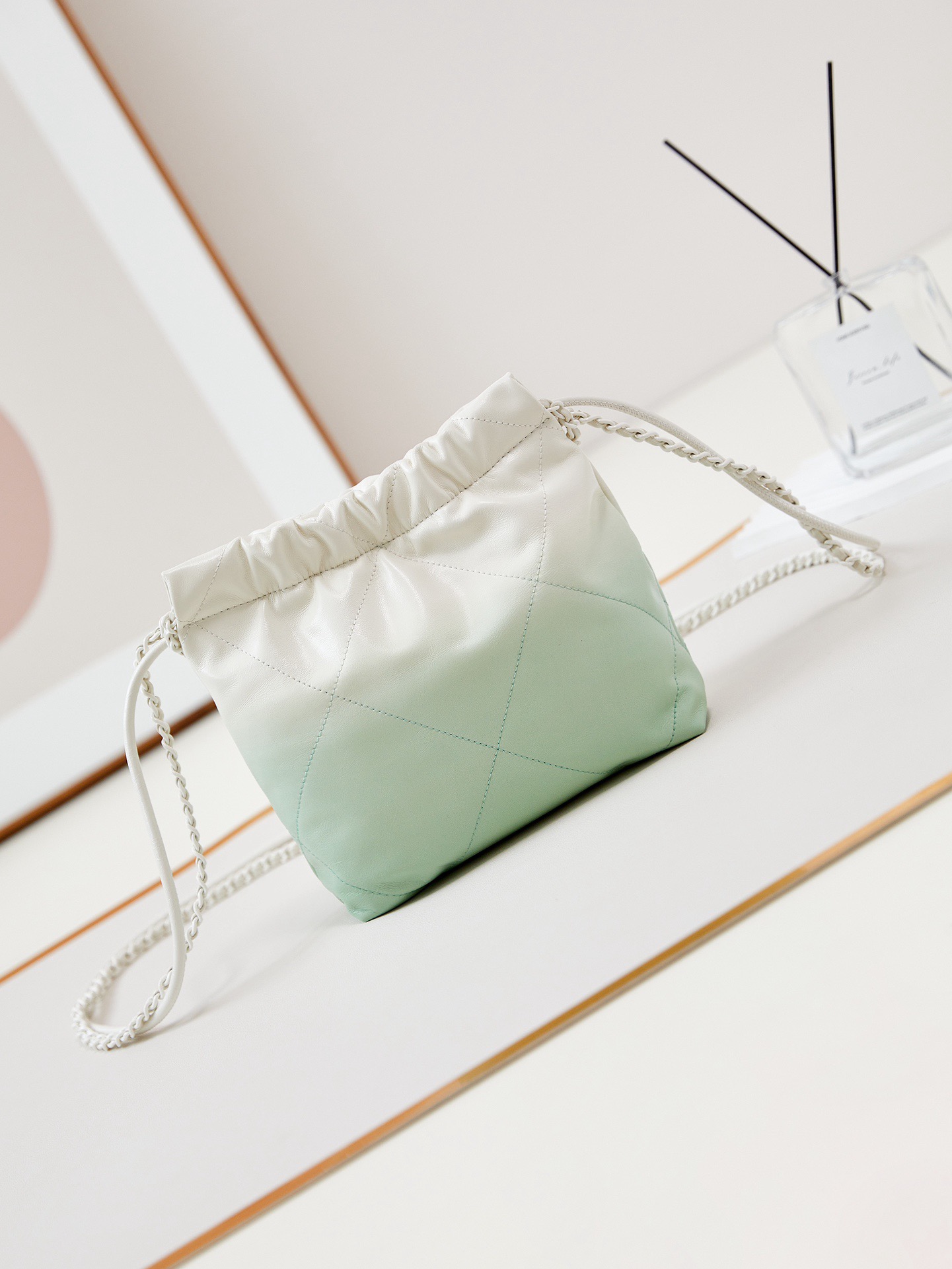 CHANEL 22 MINI HANDBAG AS3980 White & Light green CHANEL 22 MINI HANDBAG AS3980 White & Light green