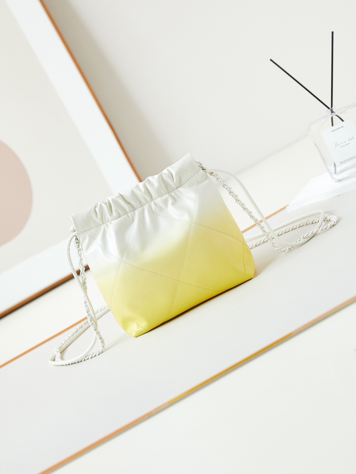 CHANEL 22 MINI HANDBAG AS3980 White & Light yellow CHANEL 22 MINI HANDBAG AS3980 White & Light yellow